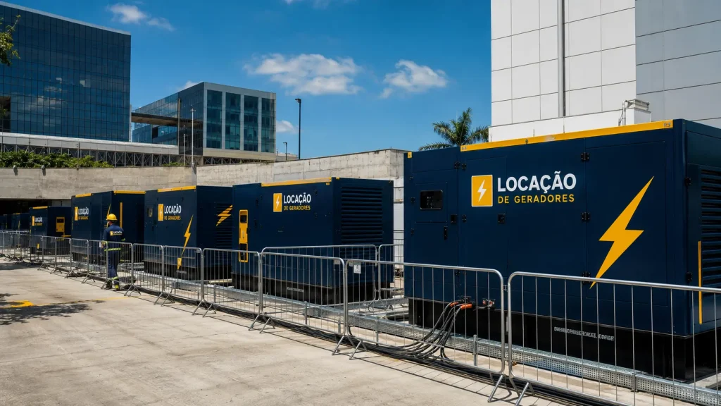 Grupos geradores instalados para atender uma operação comercial
