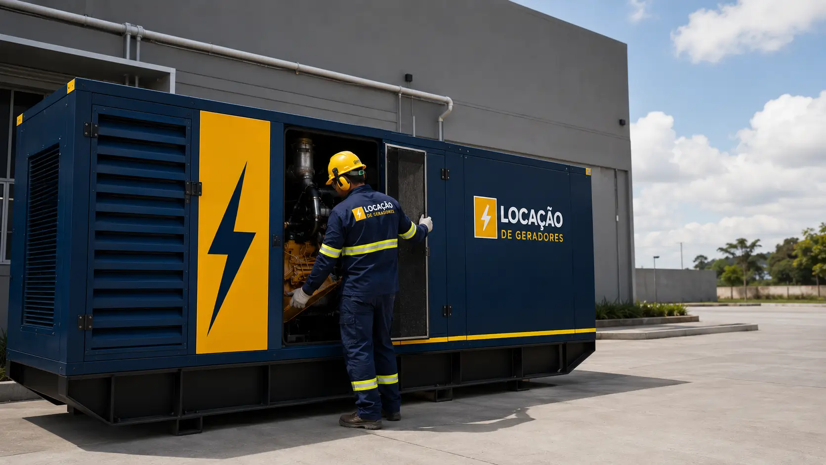 Grupo gerador industrial utilizado para fornecimento de energia em empresa
